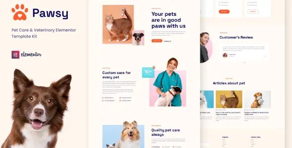 Pawsy – Pet Care & Veterinary Elementor Template Kit