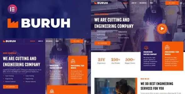 Buruh – Laser Cutting & Engineering Company Elementor Template Kit