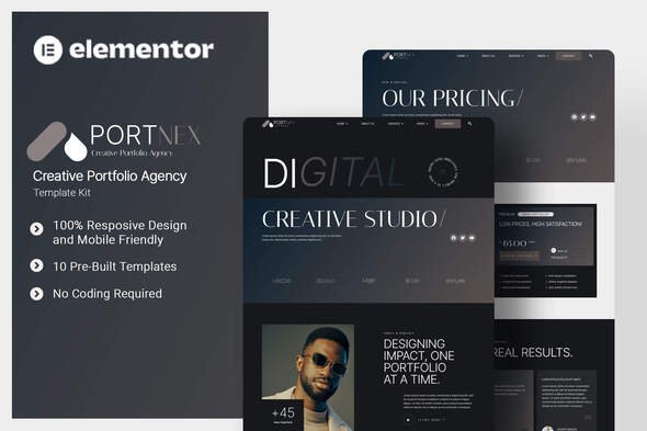 Portnex - Creative Portfolio Agency Elementor Template Kit