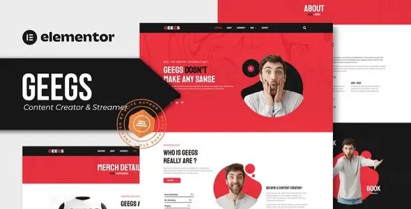 Geegs – Content Creator & Streamer Elementor Template Kit