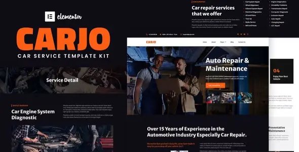 Carjo – Car Services & Repair Elementor Template Kit