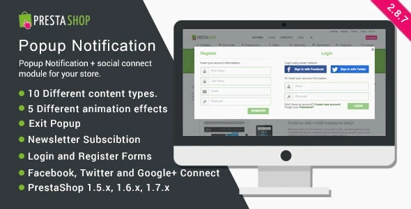 Popup Notification + Social Connect – PrestaShop Module